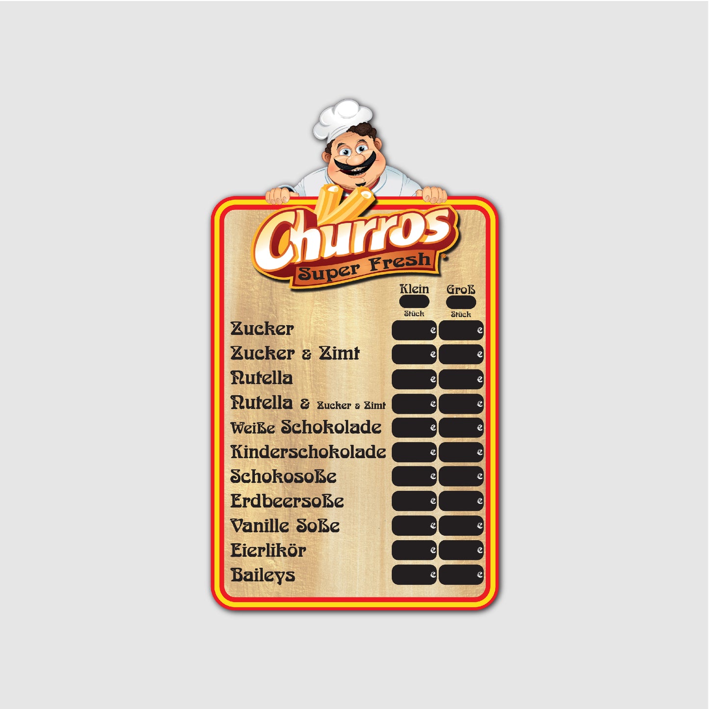 Churros Preistafel