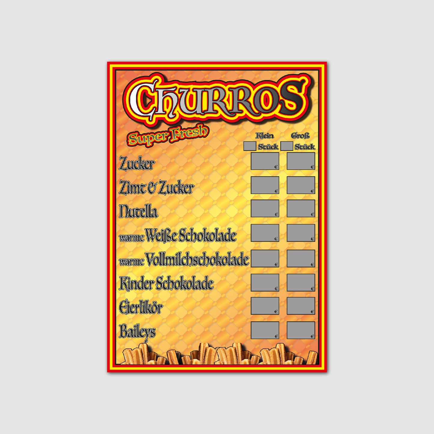 Churros Preistafel