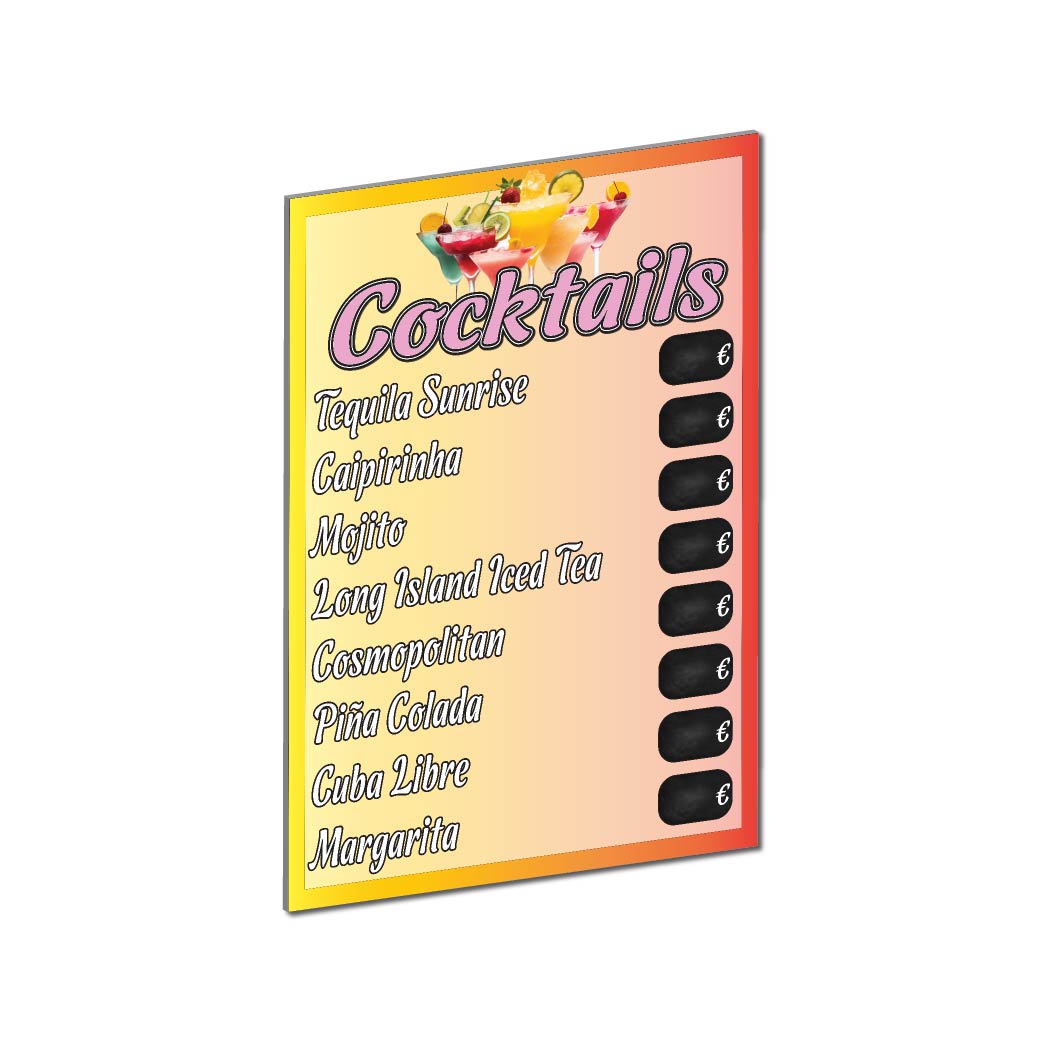 Cocktail Preistafel