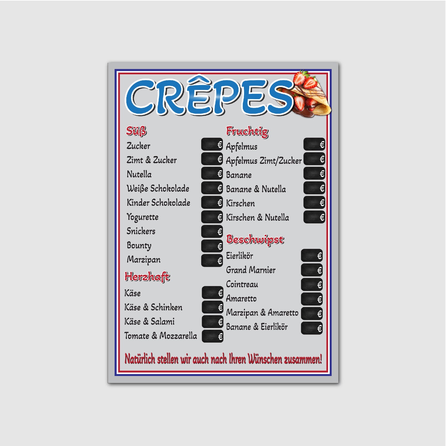 Crêpes Preistafel