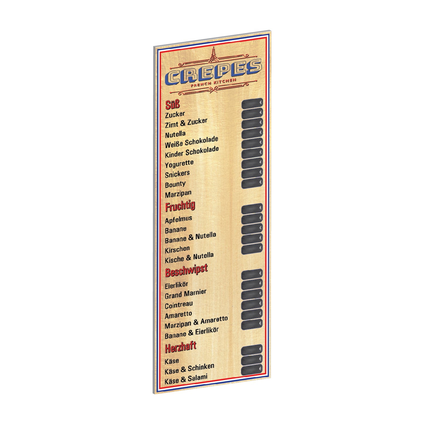 Crêpes Preistafel