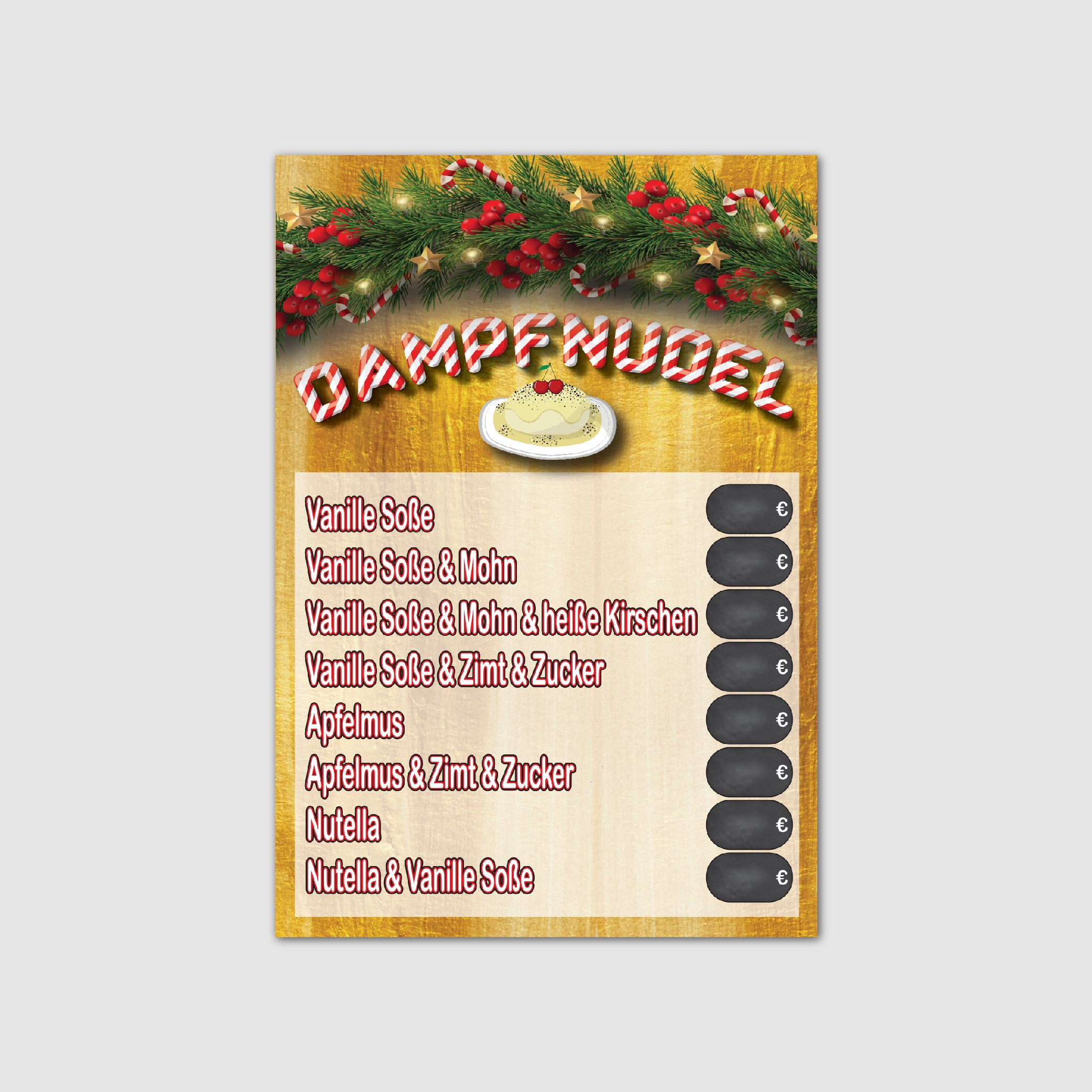 Dampfnudel Preistafel – Werbedruckerei XXL