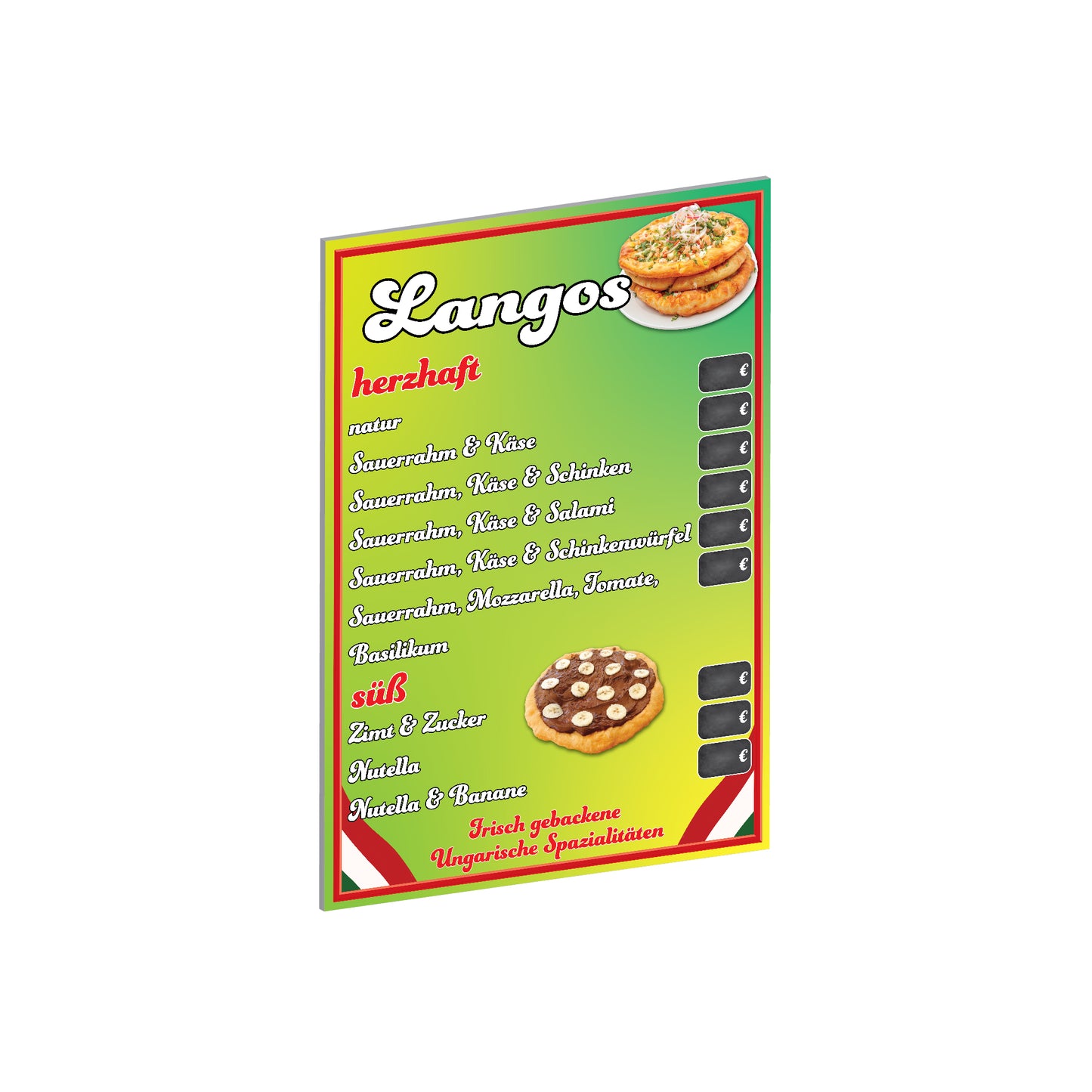Langos Preistafel