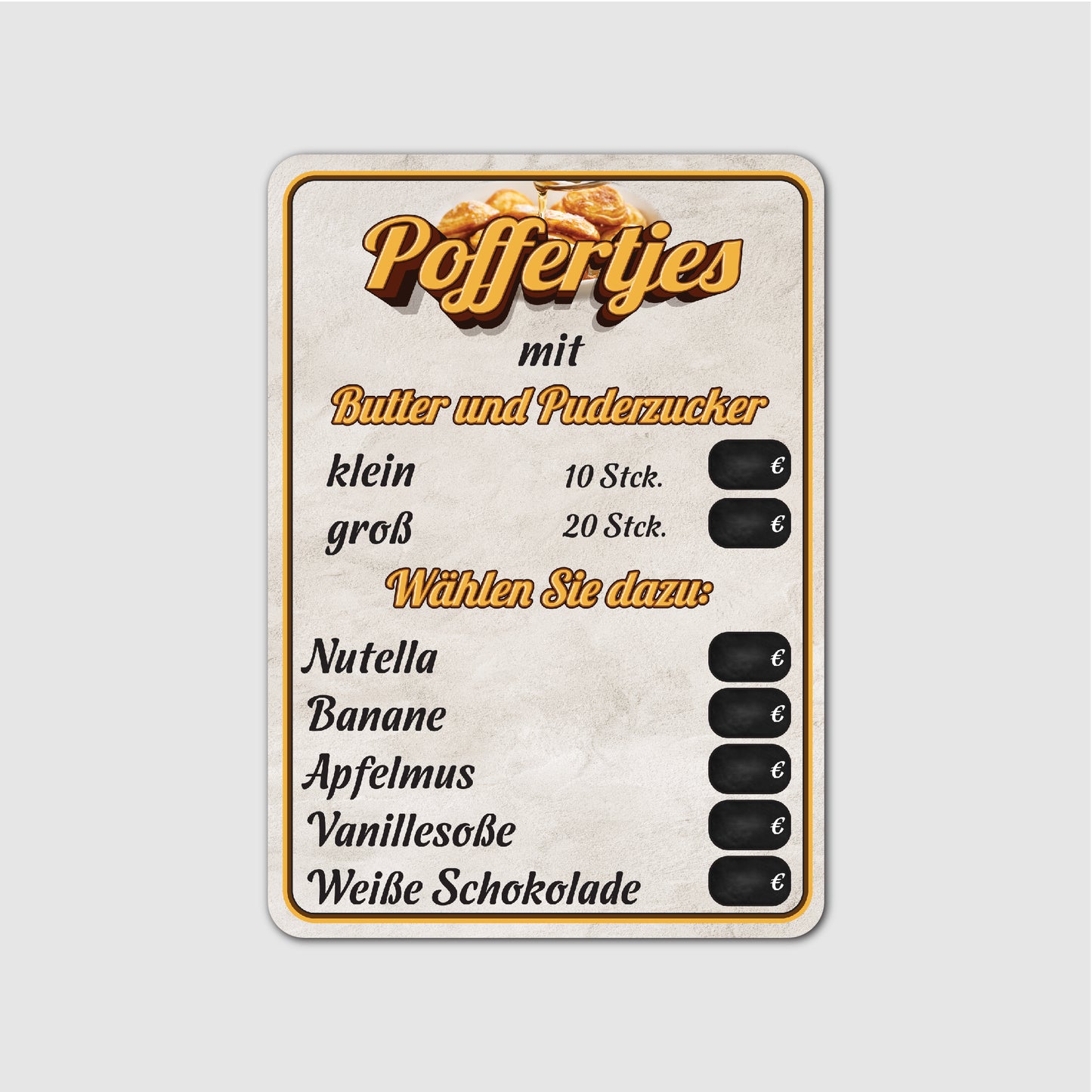Poffertjes Preistafel