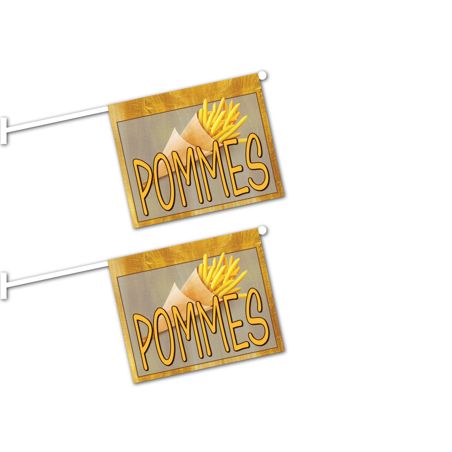 2er Set Pommes Fahnen mit System
