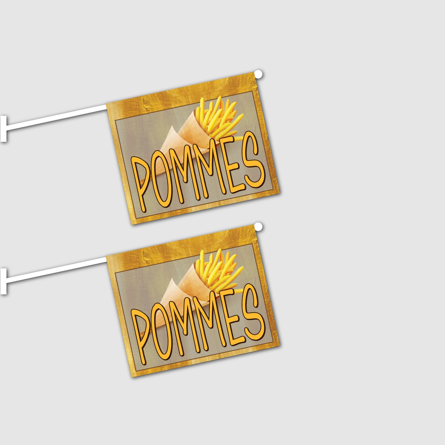 2er Set Pommes Fahnen mit System