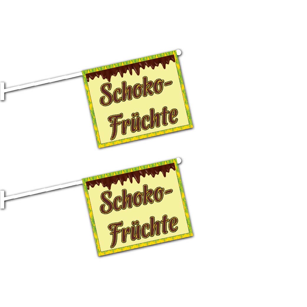 2er Set Schoko-Früchte Fahnen mit System
