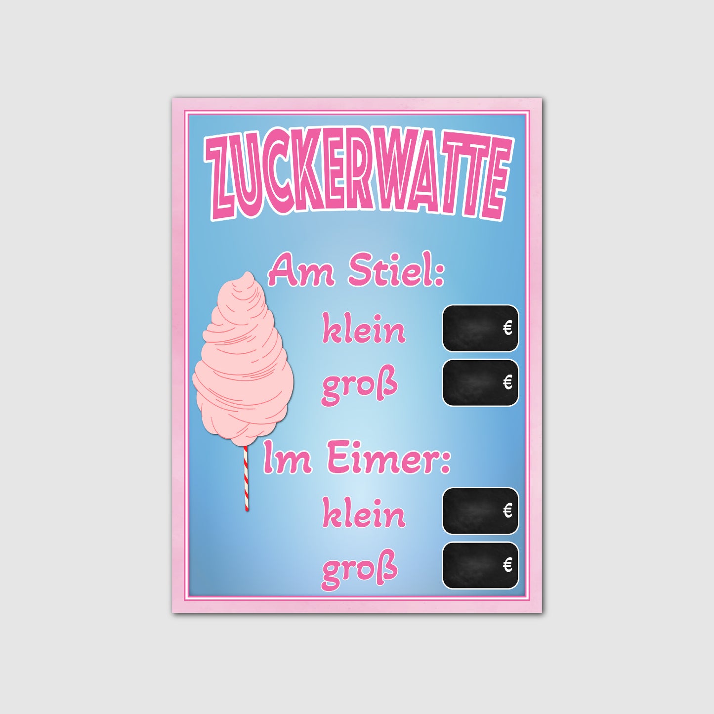 Zuckerwatte Preistafel