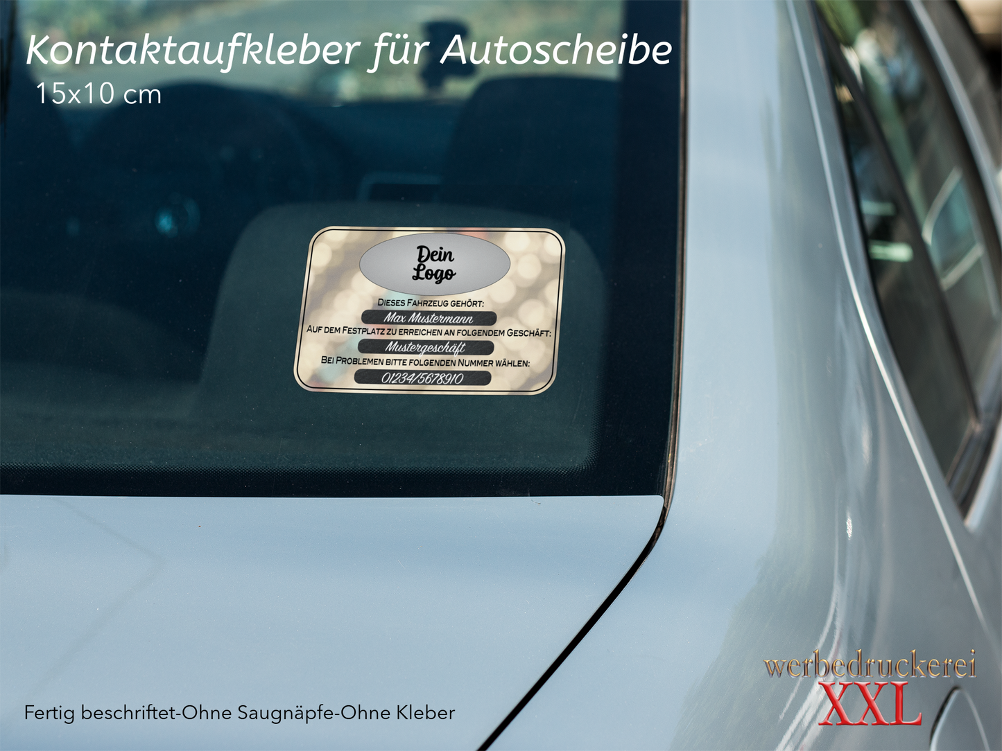 Kontaktaufkleber für Autoscheibe
