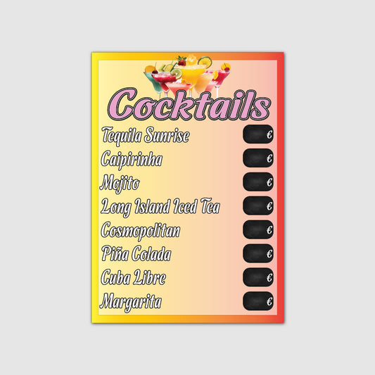 Cocktail Preistafel