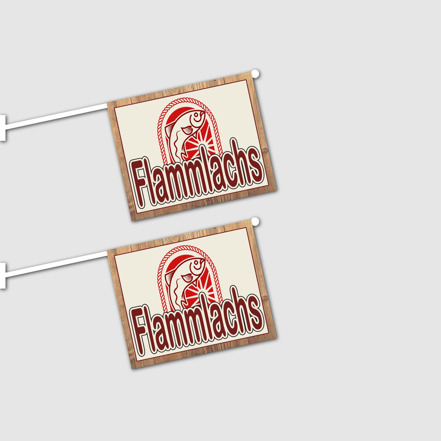 2er Set Flammlachs Fahnen mit System