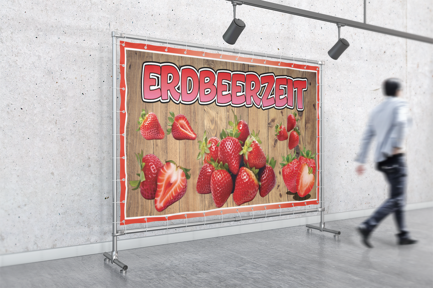 Bauzaun-Banner Erdbeerzeit
